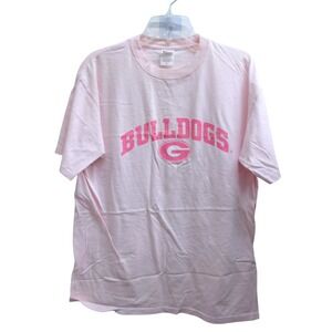 Georgia Bulldogs UGA Pink Graphic T-Shirt Crew Neck Cotton L / # 26618